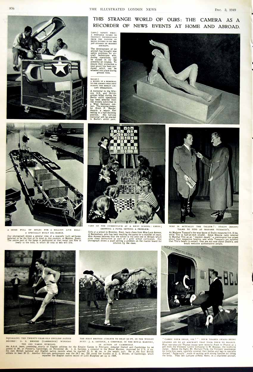 Old Vintage Print 1949 Princess Elizabeth Duke Edinburgh Malta Sport Men 20th