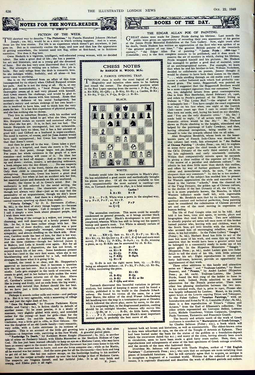 Old Vintage Print 1949 Fresco Chelsea Hospital Atlar Chapel Ricci Chess 20th
