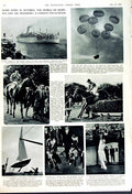 Old Vintage Print 1949 Cricket Sport Sutcliffe Truman America Ship Paish 20th