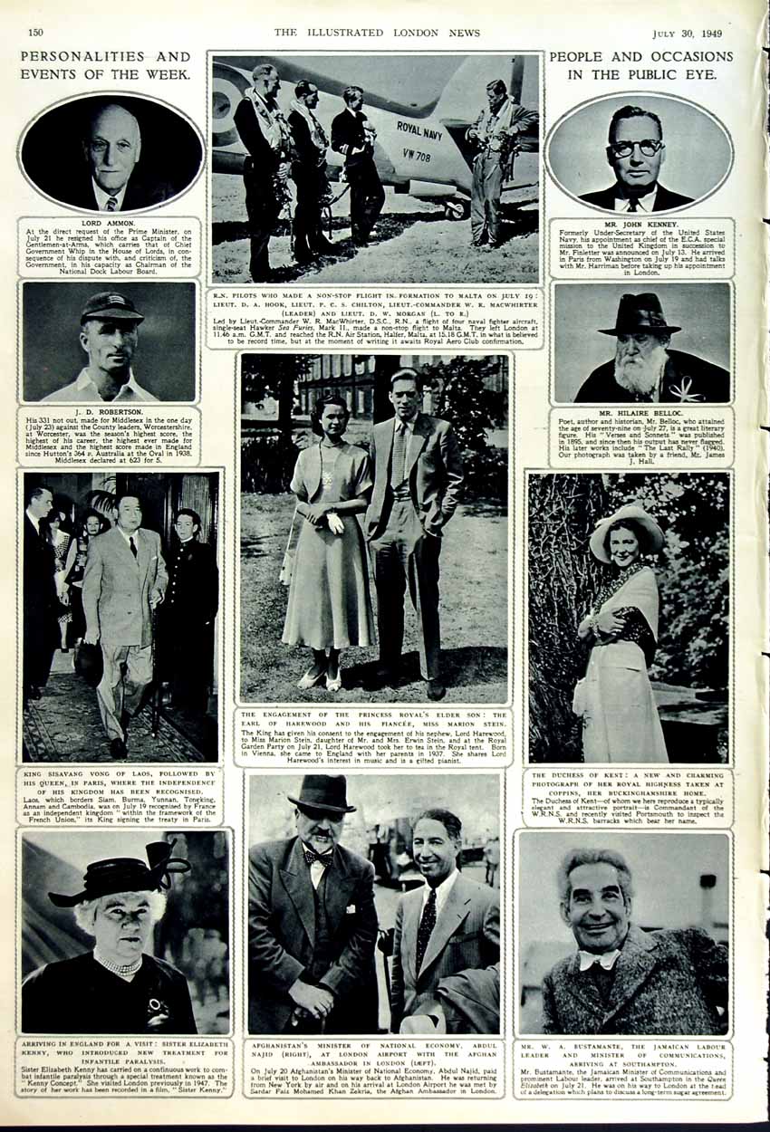 Antique Old Print 1949 London Dock Strike Jane Austin Lamb Harewood Najid 20th