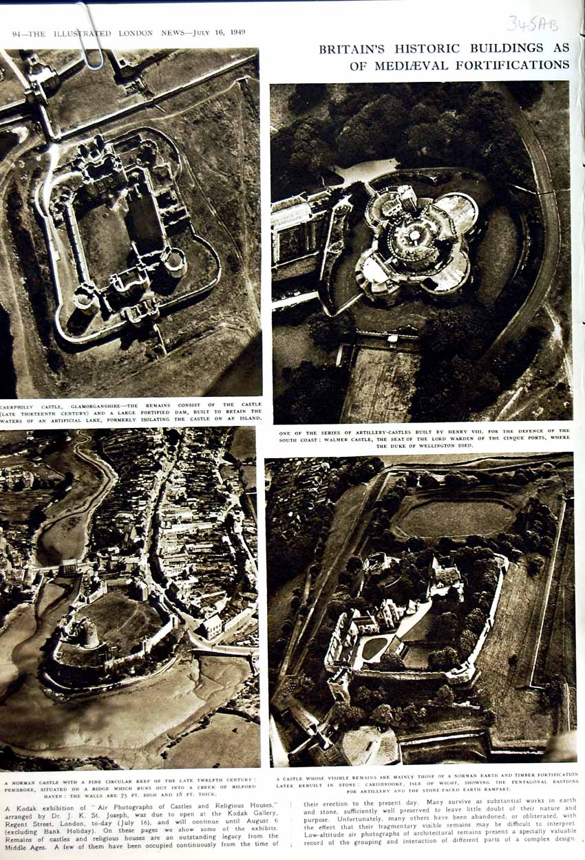 Old Vintage Print 1949 Mediaeval Fortifications Norman Castle Maxstoke 20th