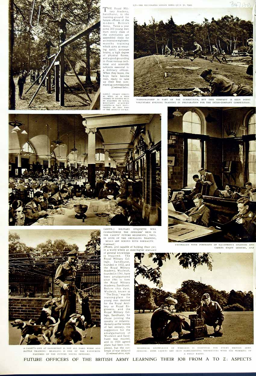 Original Old Vintage Print 1949 Training Cadets British Siers Lord Sandhurst