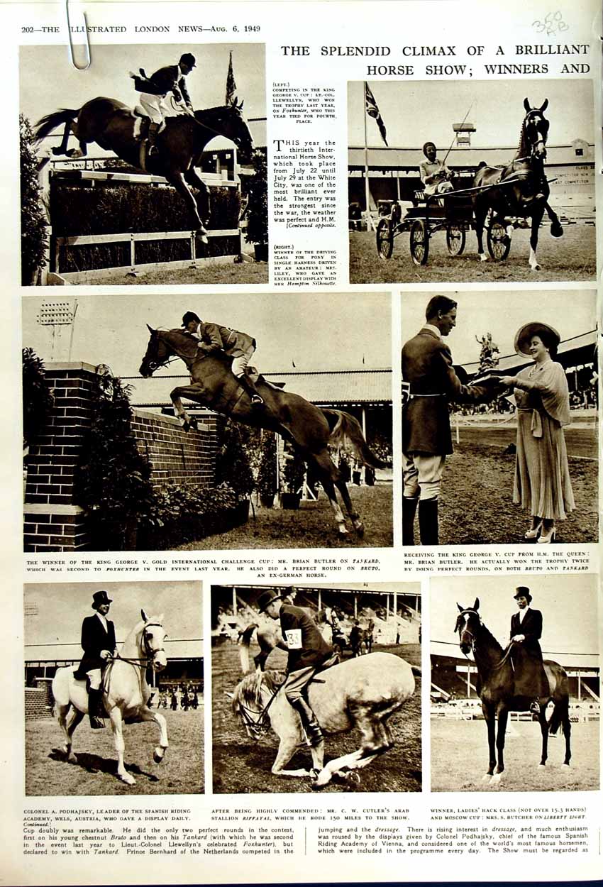 Original Old Vintage Print 1949 Horse Show Liberty Light Oliver Benozet Dudley
