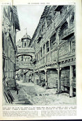 Old Vintage Print 1949 Hotel Corbeau Strasbourg Alsatian Houses Tanners 20th