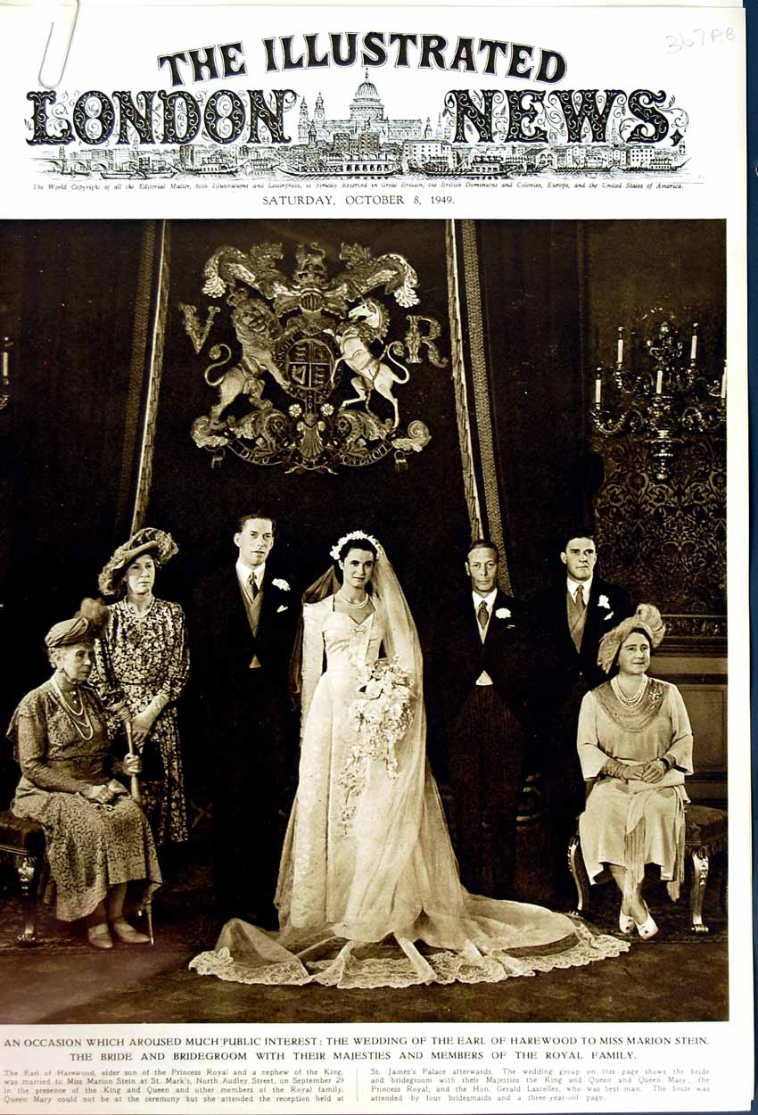 Old Vintage Print 1949 Earl Harewood Marion Stein Wedding Royal Family 20th