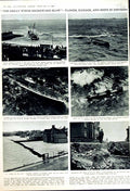 Old Vintage Print 1949 Ships Wreck Illustrious Sussex Floods Folkestone 20th