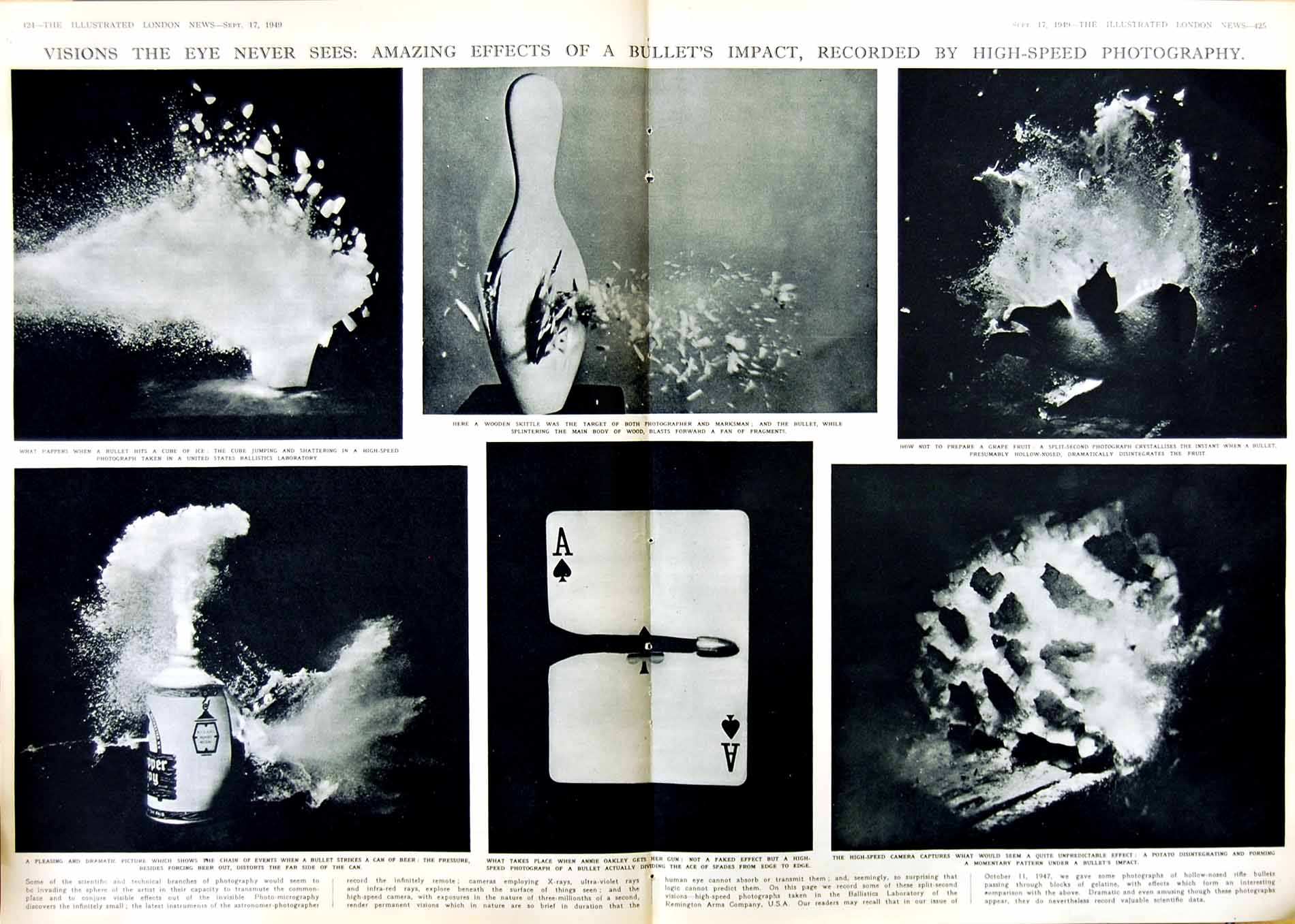 Original Old Vintage Print 1949 Photography Bullet'S Impact Amazing Effects