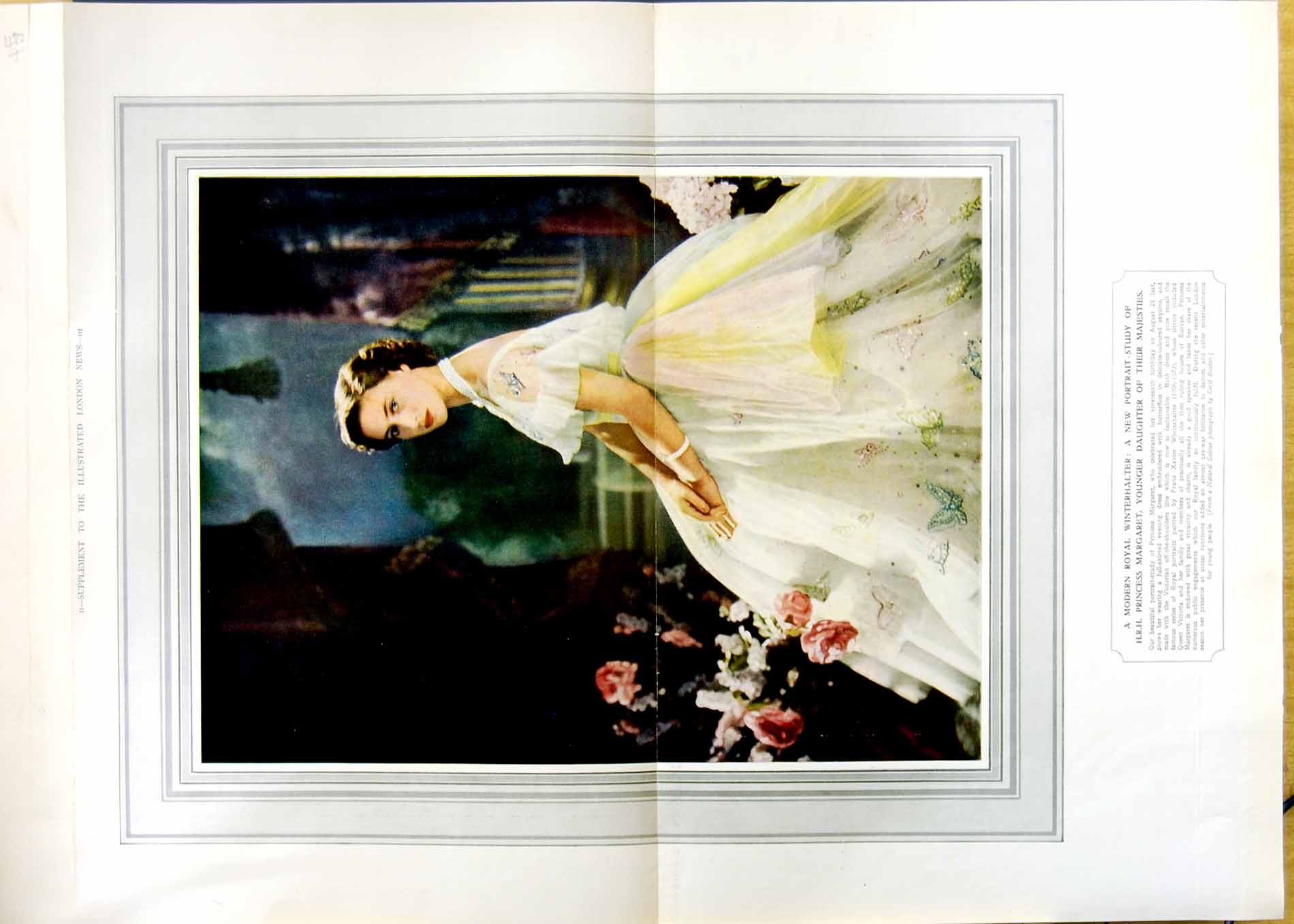 Original Old Vintage Print 1949 Portrait Princess Margaret Royal Winterhalter