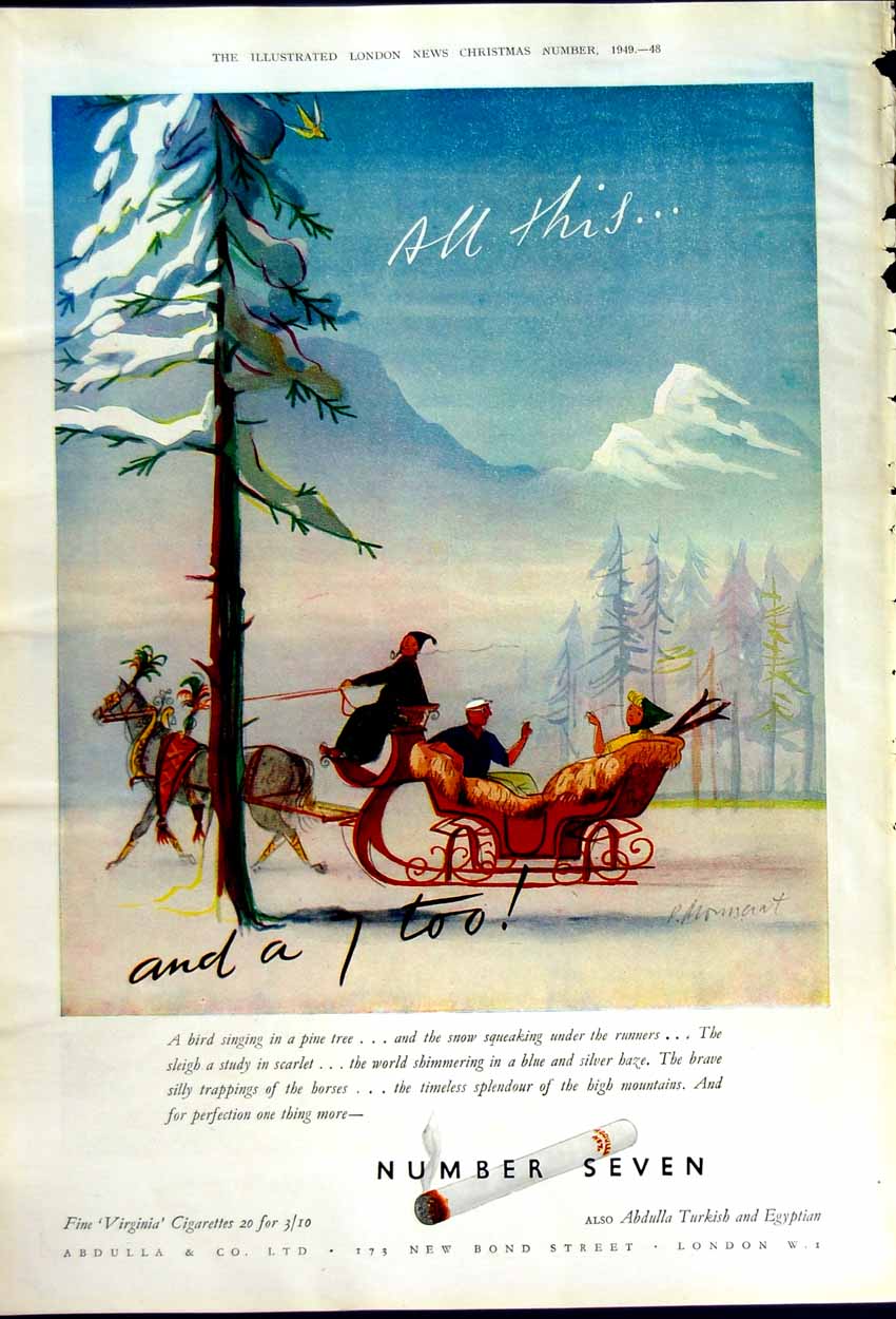 Original Old Vintage Print 1949 Abdulla Virginia Cigarettes Haig Scotch Whisky