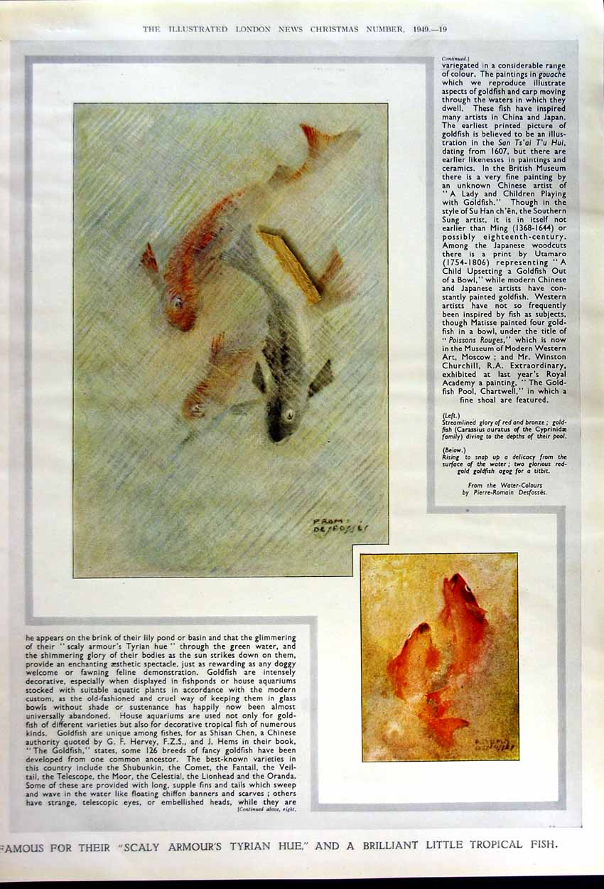 Original Old Vintage Print 1949 Mother Child Crossing Brook Thomson Gfish 20th