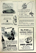 Original Old Vintage Print 1949 Earls Court Motor Show Cinzano Car Hooper Pass