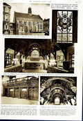 Old Vintage Print 1951 Gray'S Inn Hall Building Armorial Glass Cumbersome 20th