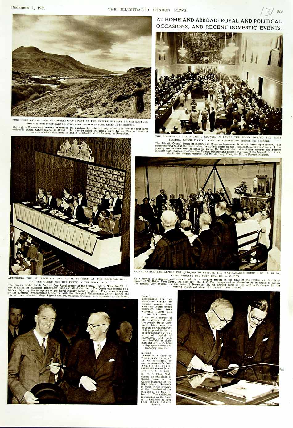 Old Vintage Print 1951 Wester Ross Signor Gasperi Queen Don Fleet London 20th