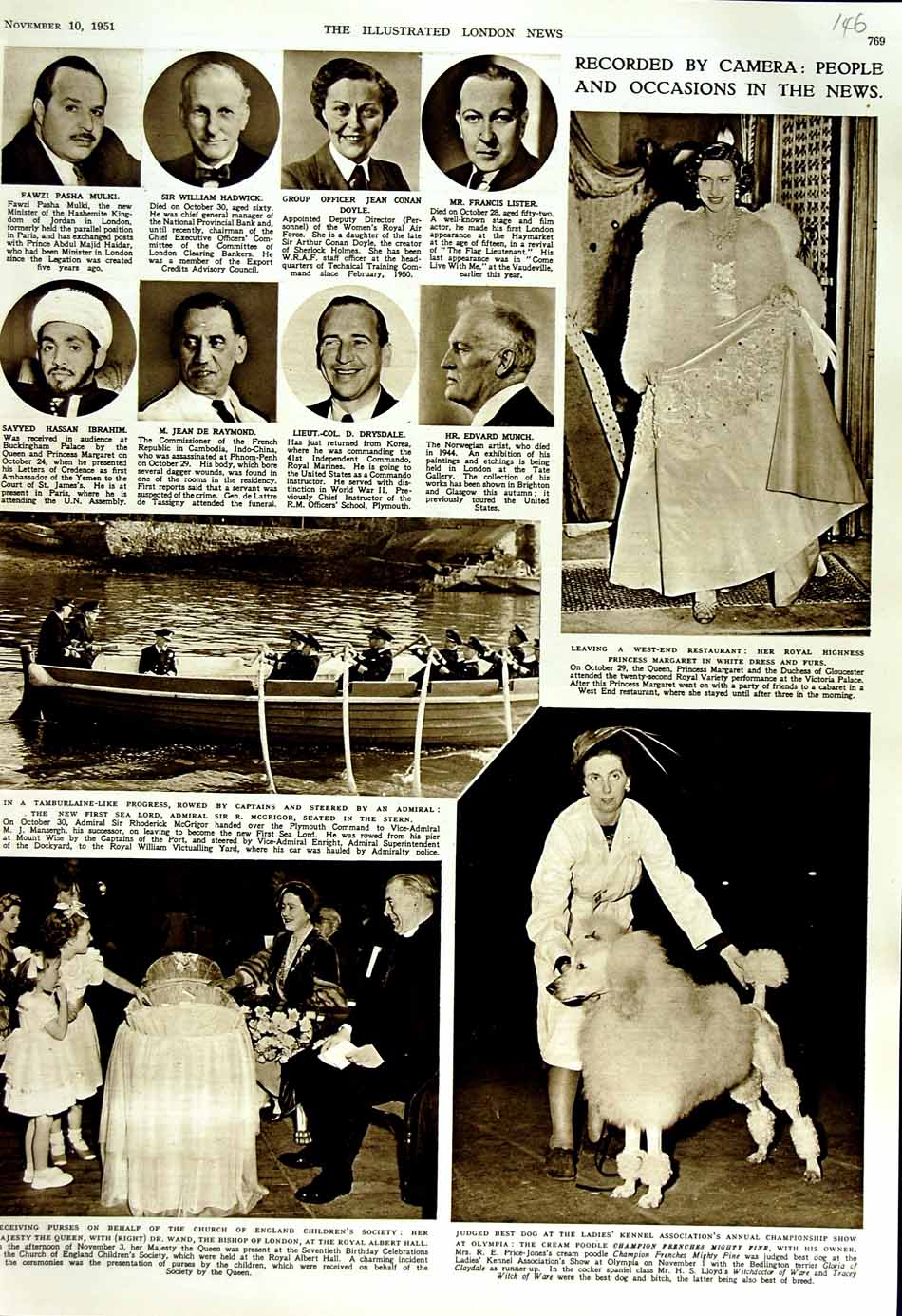 Original Old Vintage Print 1951 Princess Margaret Olympia Dog Show Hadwick Men