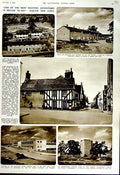 Old Vintage Print 1951 Factory Harlow England Houses Architecture Gables 20th