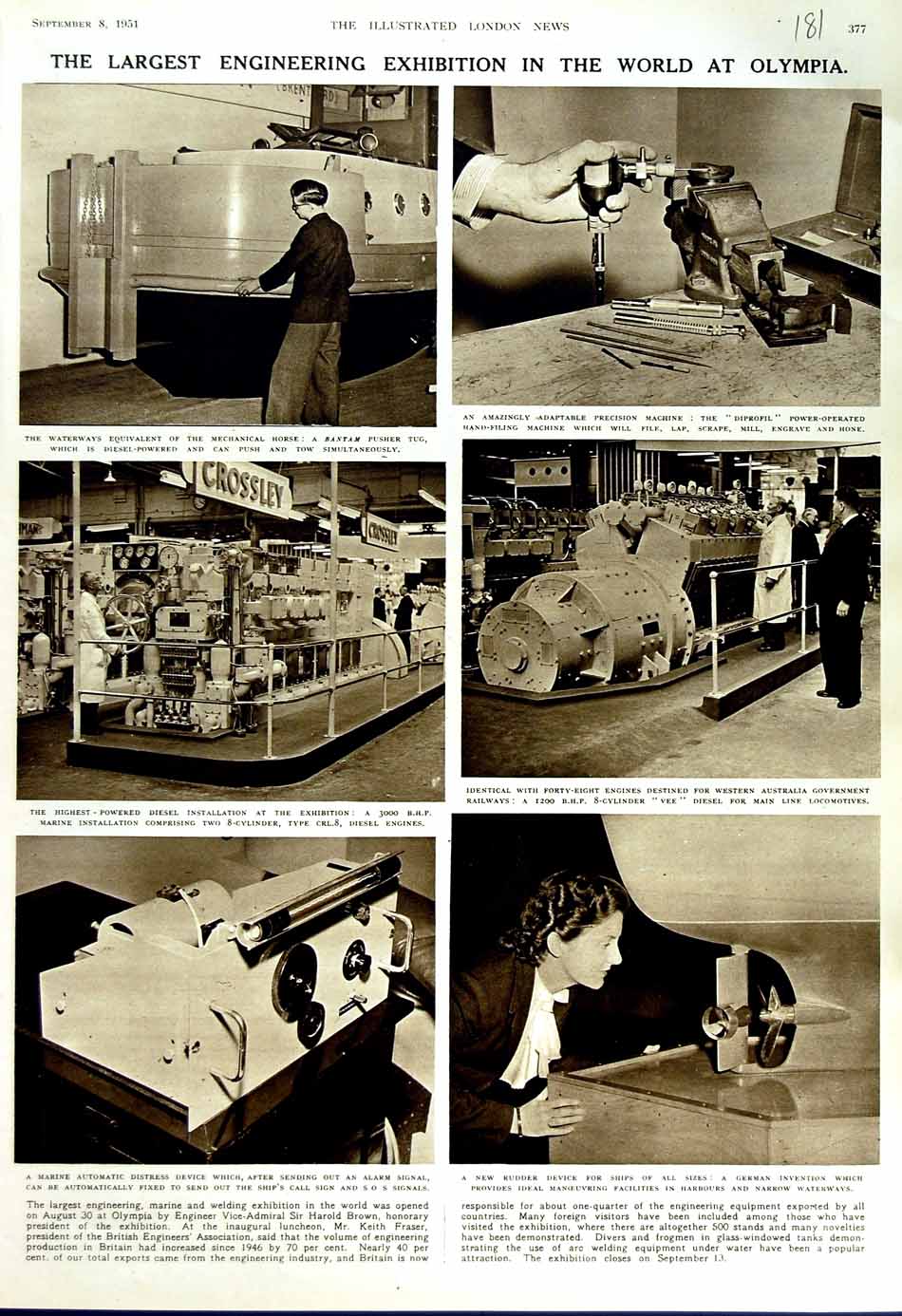 Old Vintage Print 1951 Olympia Exhibition Engineering Inventions Railway 20th