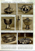 Original Old Vintage Print 1951 Gsmith Hall Mappin Webb Bowl Cup Casket Ramsden