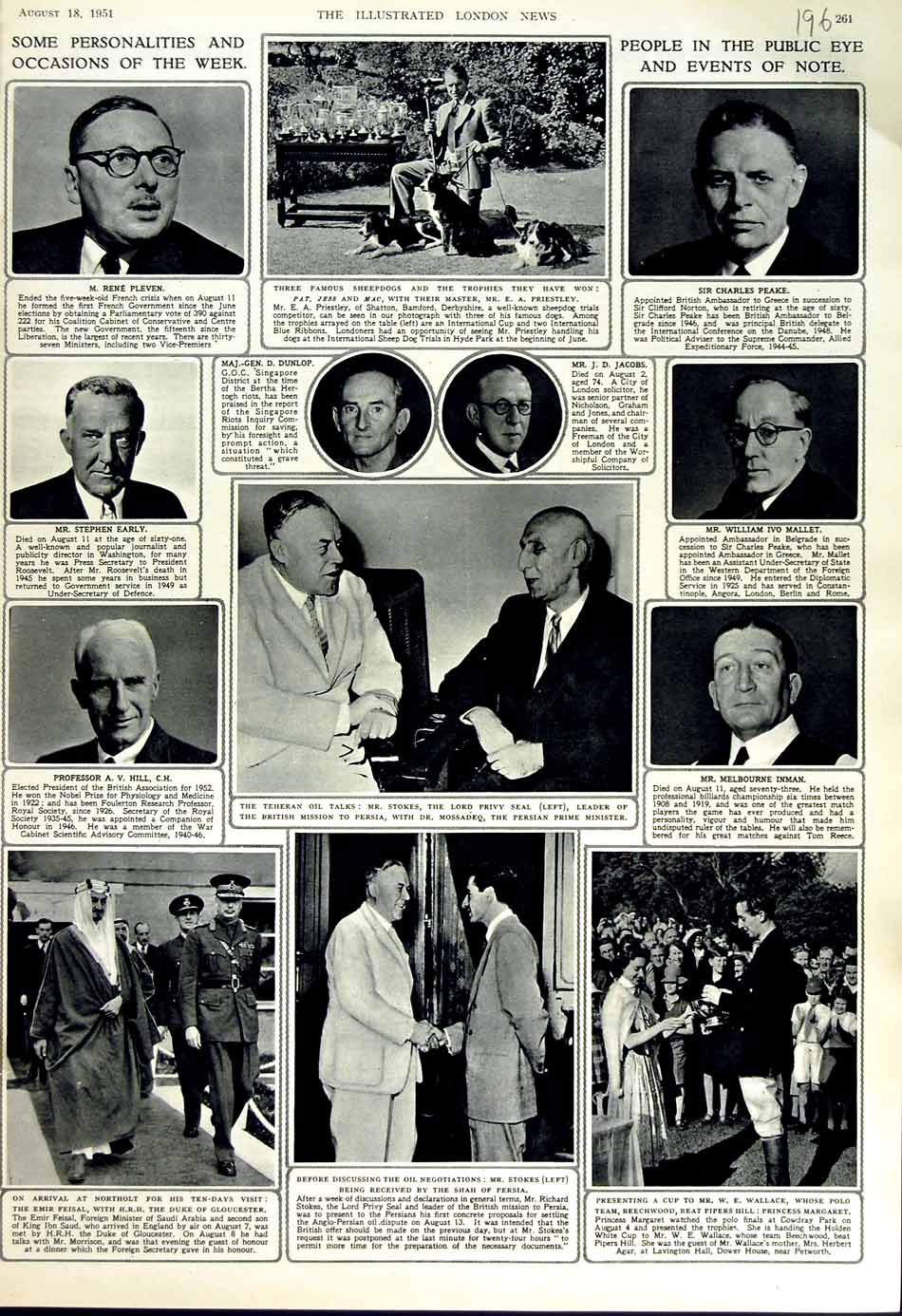 Old Vintage Print 1951 People Stokes Wallace Northolt Hill Early Mossadeq 20th