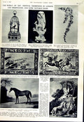 Old Vintage Print 1951 London Exhibition Horse Squirrel Tapestry Art Sale 20th