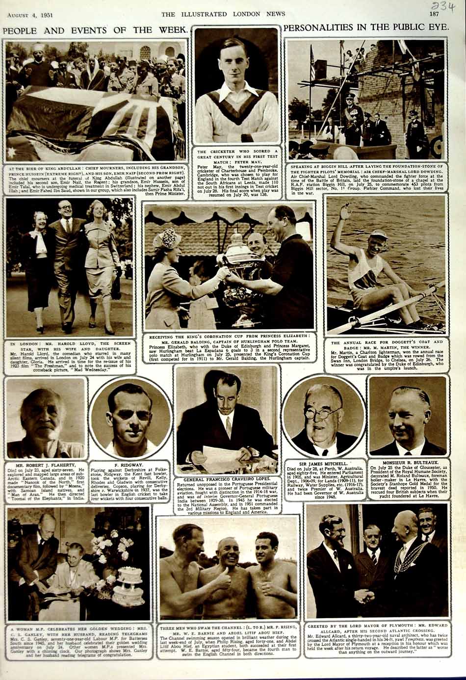 Old Vintage Print 1951 Cricket May Allcard Ganley Ridgway Lloyd Abdullah 20th