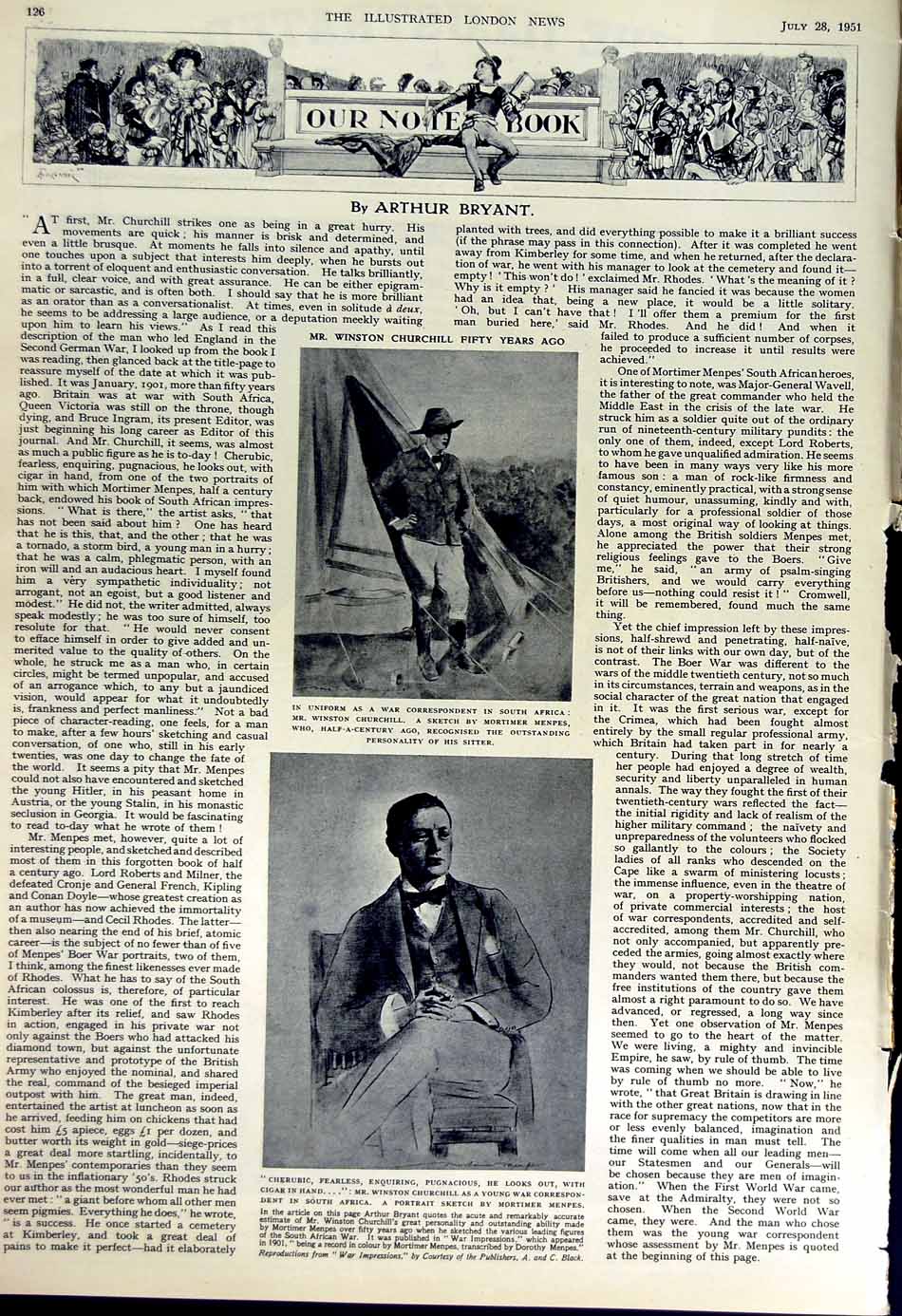 Original Old Vintage Print 1951 Portrait King Abdullah Arab Churchill Africa