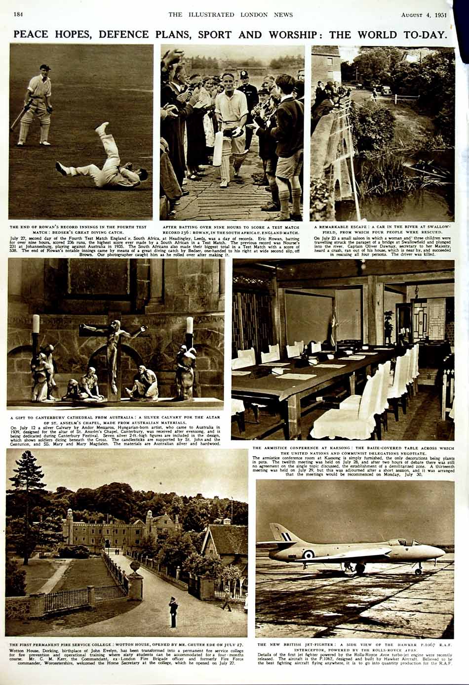 Old Vintage Print 1951 Eisenhower Gifford Harriman Princess Margaret Jet 20th