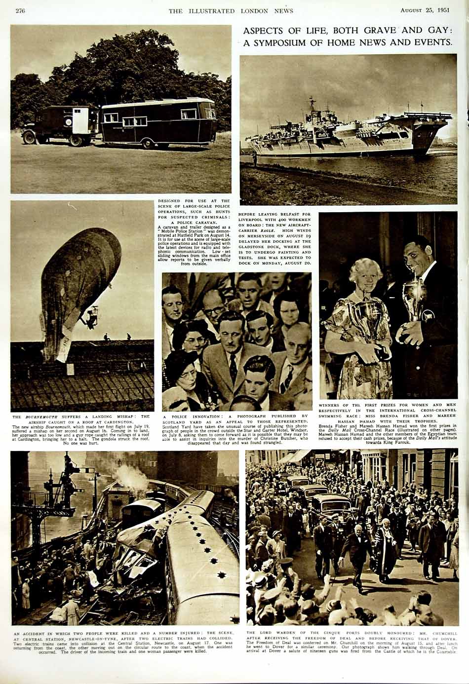 Old Vintage Print 1951 Princess Margaret Buckingham Palace Train Crash 20th