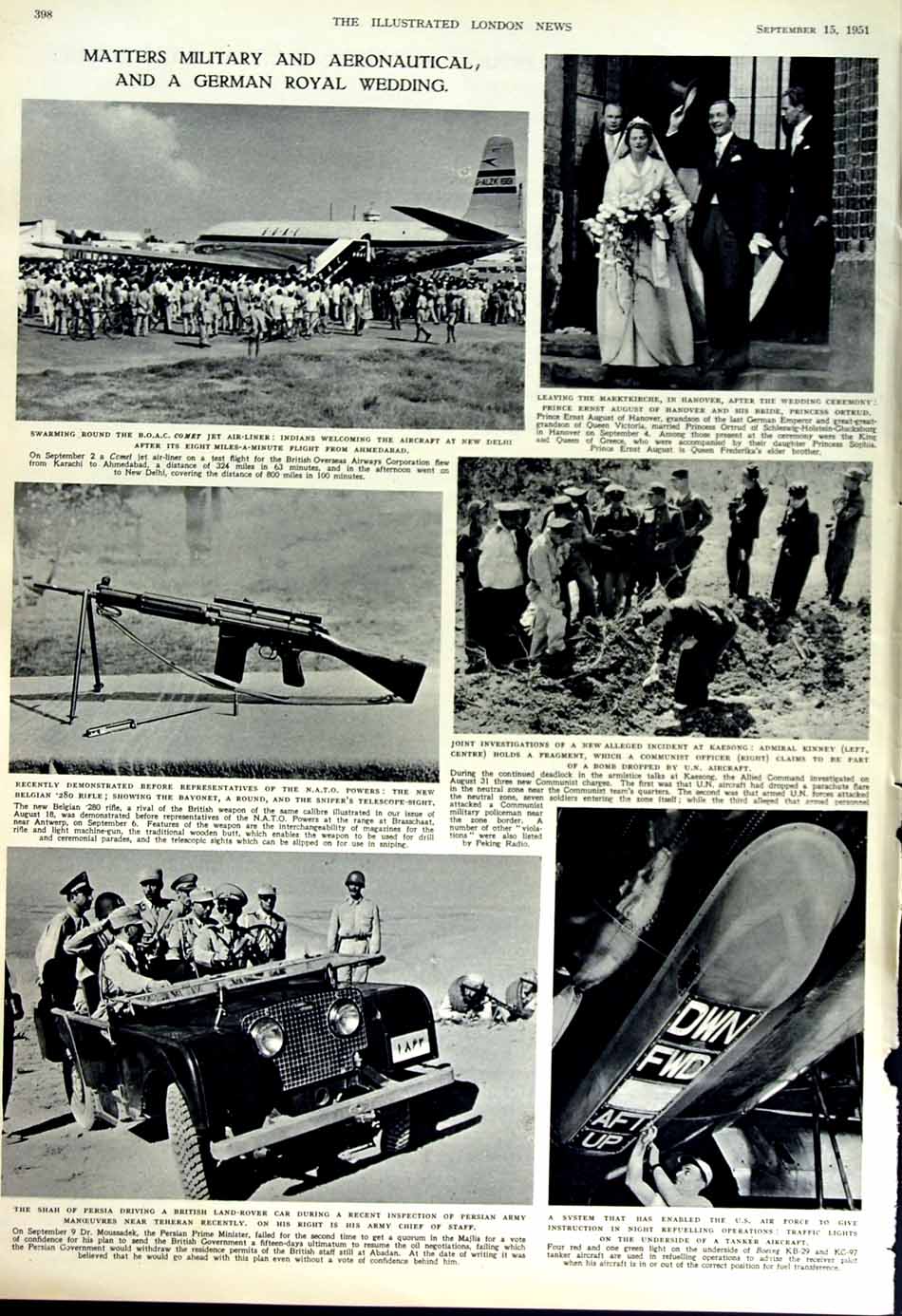 Original Old Vintage Print 1951 Braemar Scotland Royal Family Farqhuarson War
