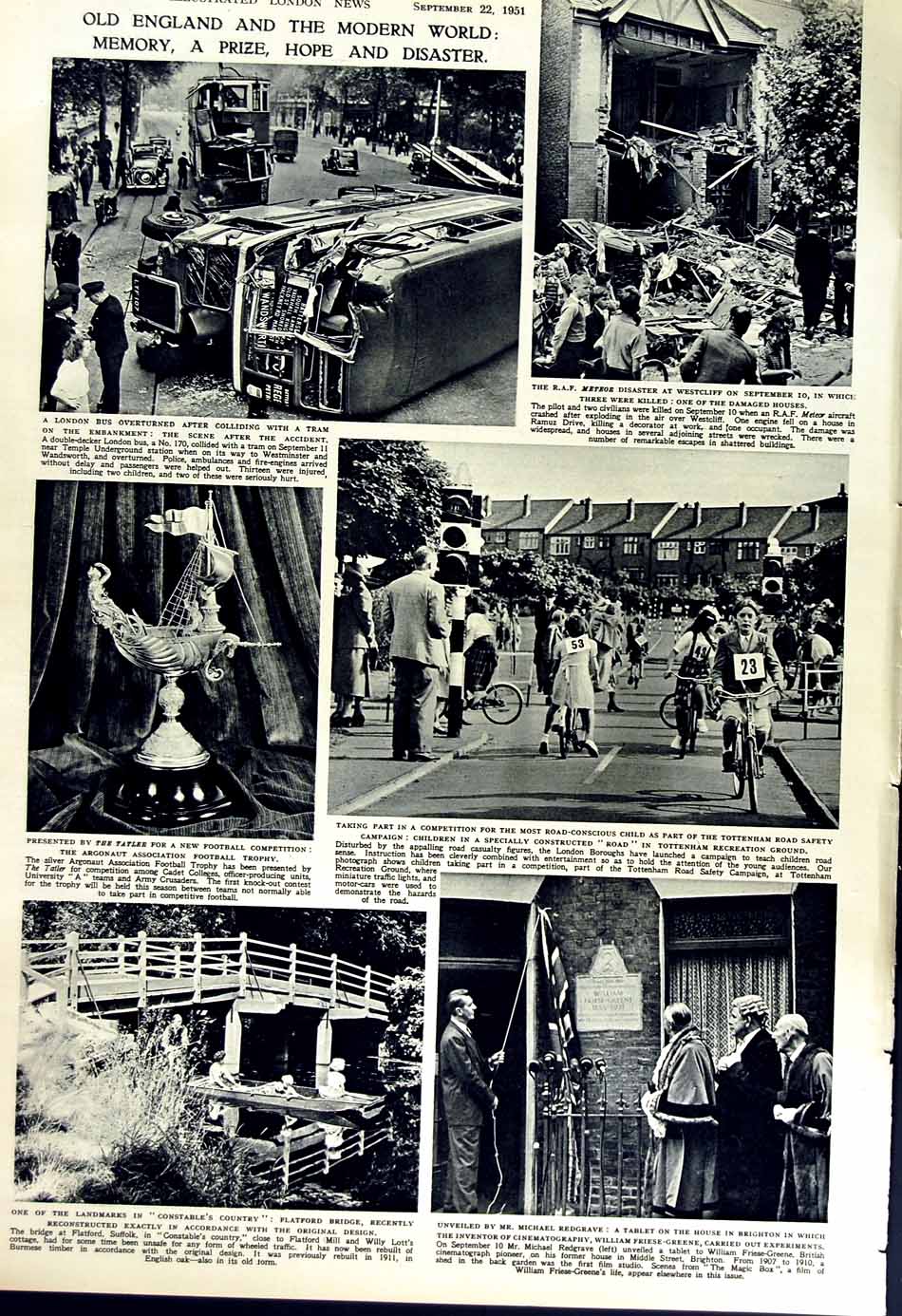 Old Vintage Print 1951 People Denys Lowson Chadwick Pearson London Bus 20th
