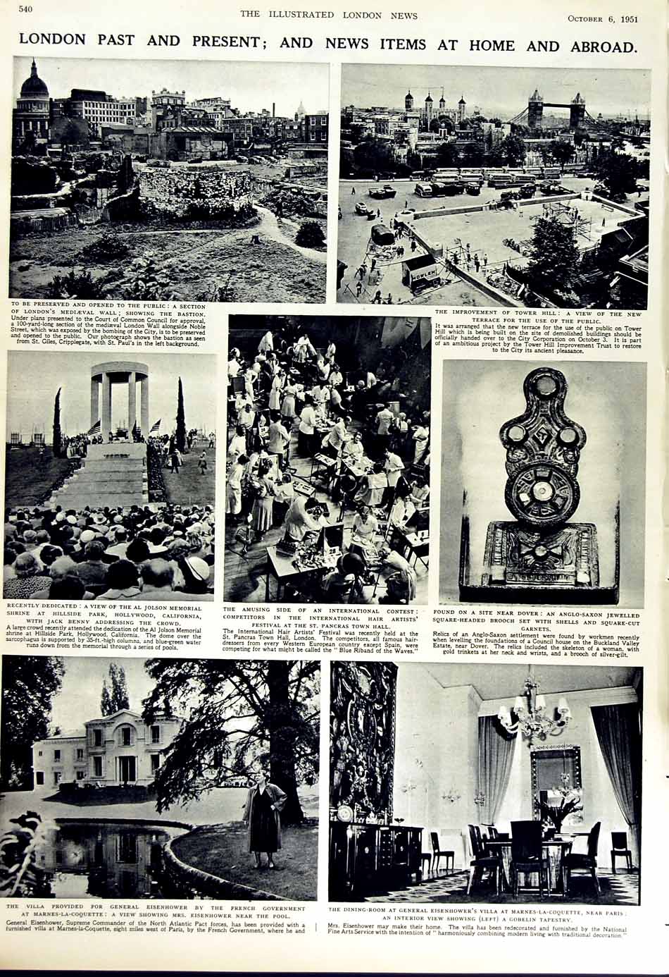 Old Vintage Print 1951 People Nurses Buckingham Palace London Eisenhower 20th