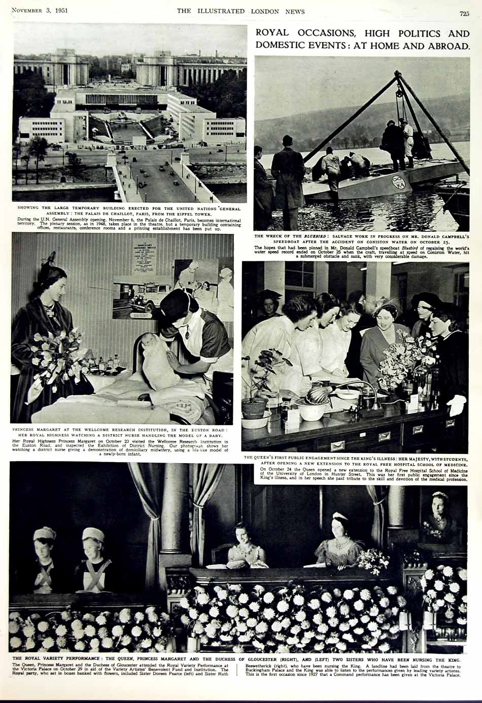Old Vintage Print 1951 People Prince Sweden Moussadek Carlos Queen Royal 20th