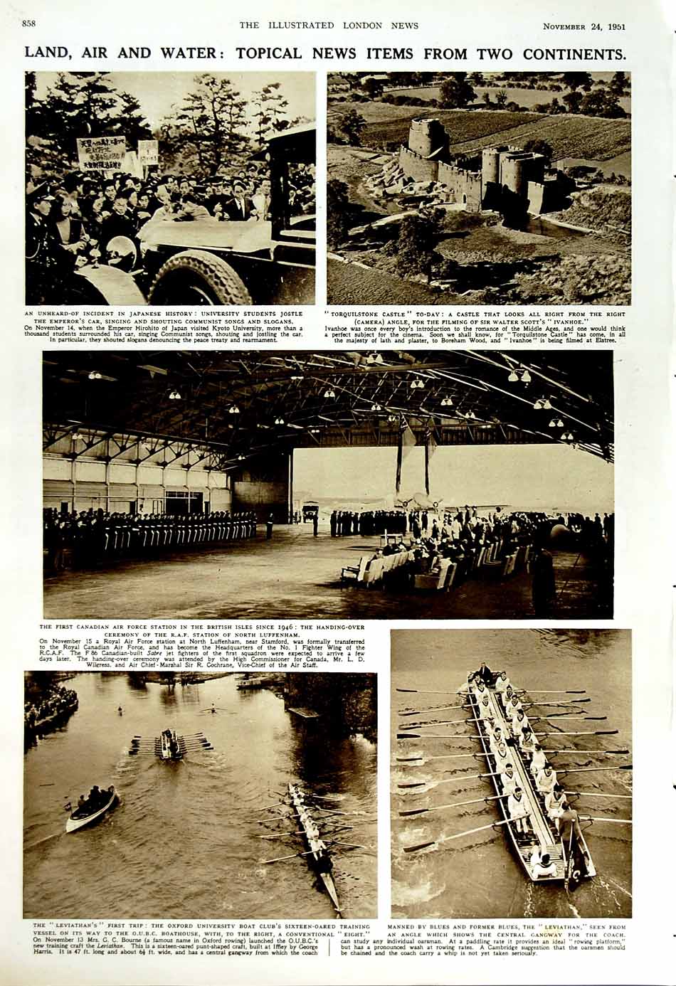 Antique Old Print 1951Egypt Parliament Ismailia Leviathan University Boat 20th