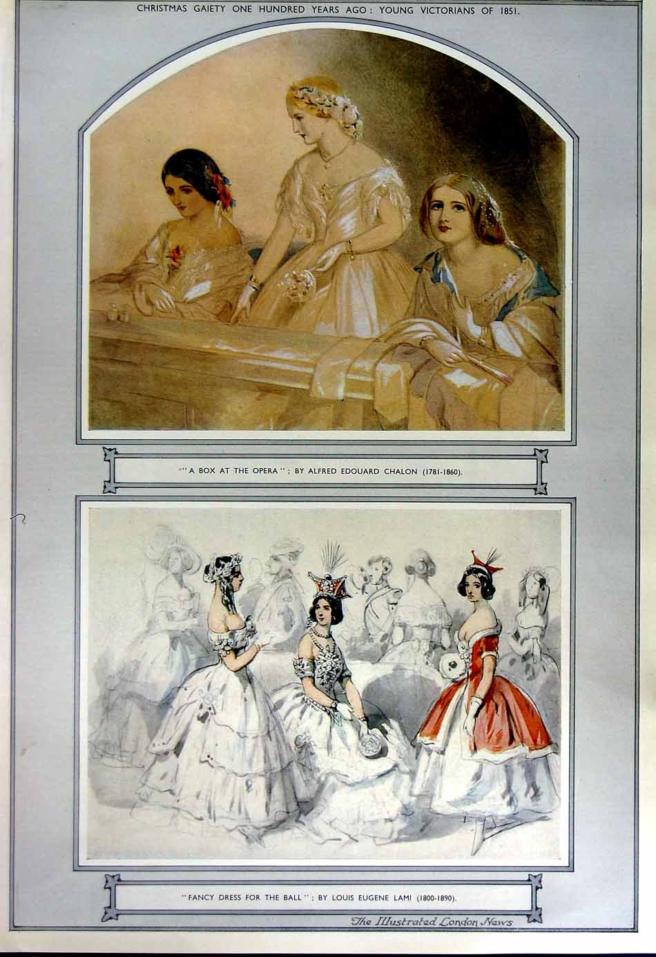 Old Vintage Print 1951 Christmas Tree Decorations Opera Fancy Dress Lami 20th