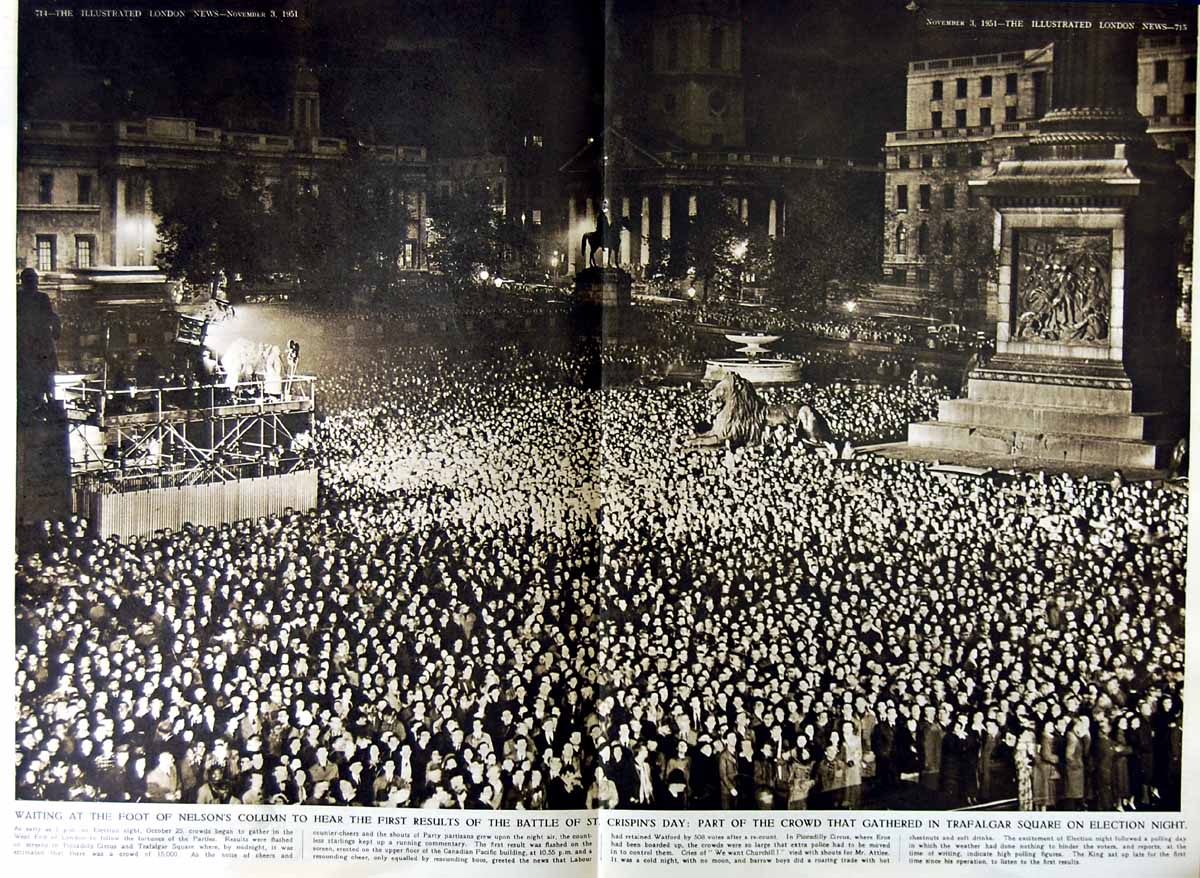 Original Old Vintage Print 1951 Nelson Column Battle Crispin Trafalgar Square