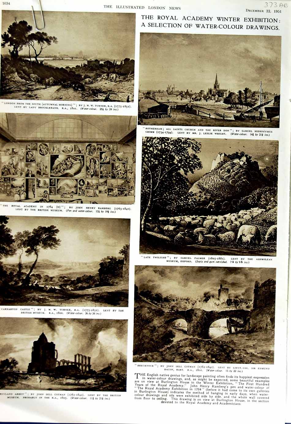 Original Old Vintage Print 1951 Croyland Abbey Art Brecknock Carnarvon Flowers