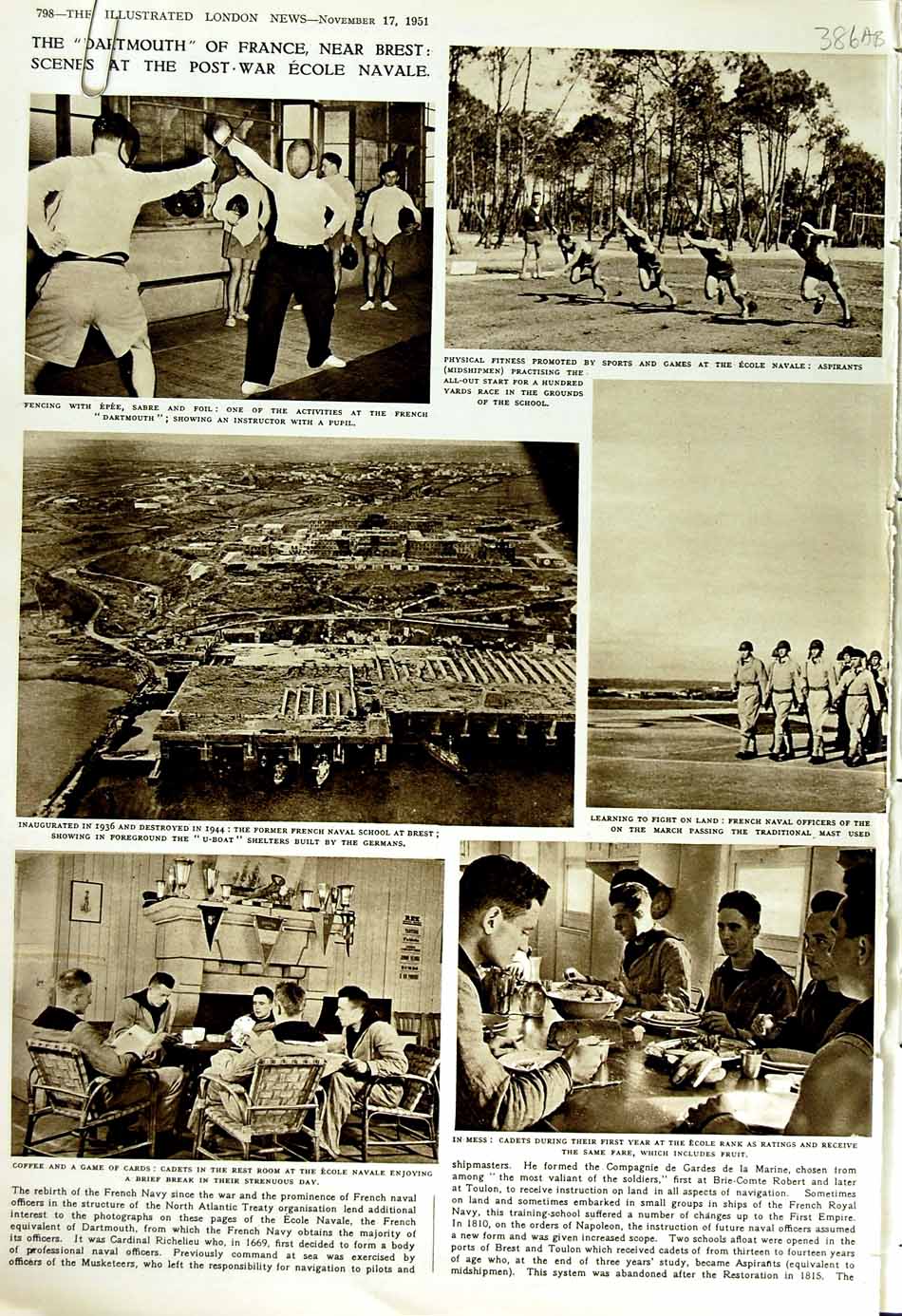Old Vintage Print 1951 French Navy Sport Brest Grotewohl Pieck Heuss Men 20th