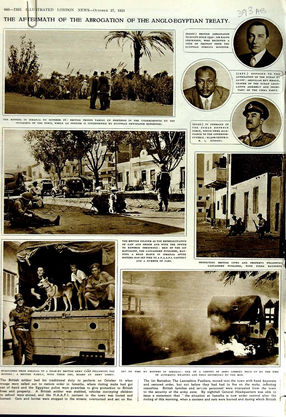 Old Vintage Print 1951 Ismailia British Army Siers Egypt Ferdan Bridge 20th