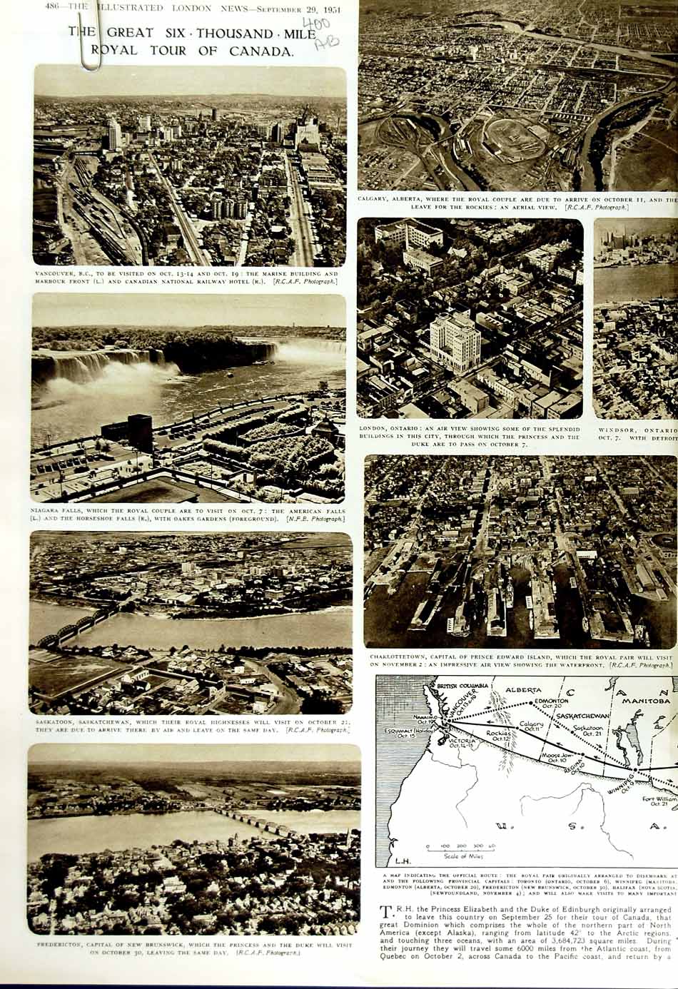 Original Old Vintage Print 1951 Canada Brunswick Ontario Niagara Edmonton Arms