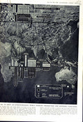 Original Old Vintage Print 1951 Oil Refinery Map Kuwait Persia Capybara Rodent