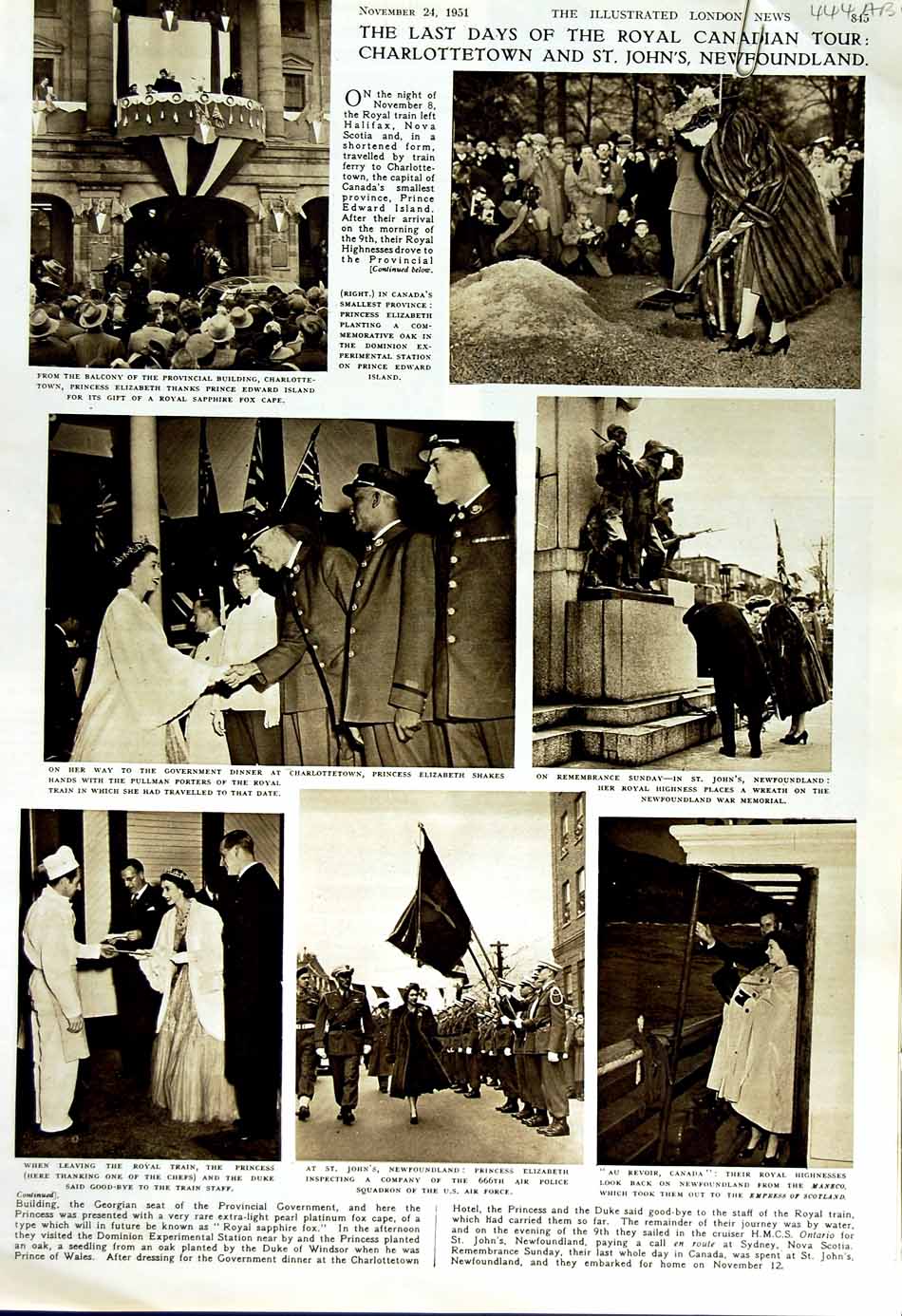 Old Vintage Print 1951 Princess Elizabeth Canada Train Empress Guildhall 20th