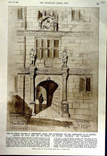 Old Vintage Print 1952 School Building Shrewsbury School Philomath Statue 20th