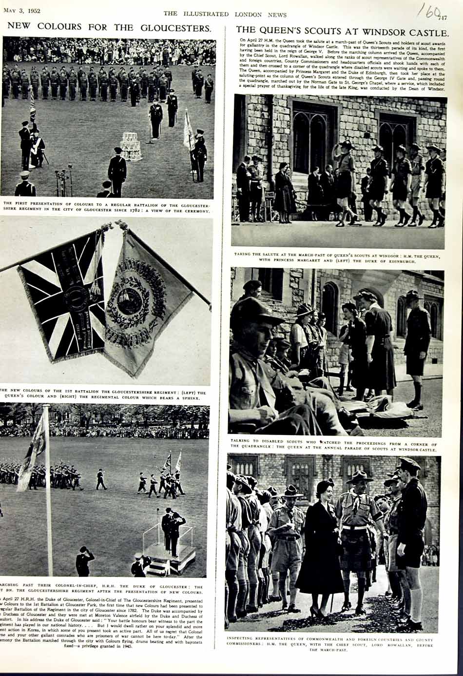 Original Old Vintage Print 1952 Royal Family Windsor Castle Gloucesters Siers