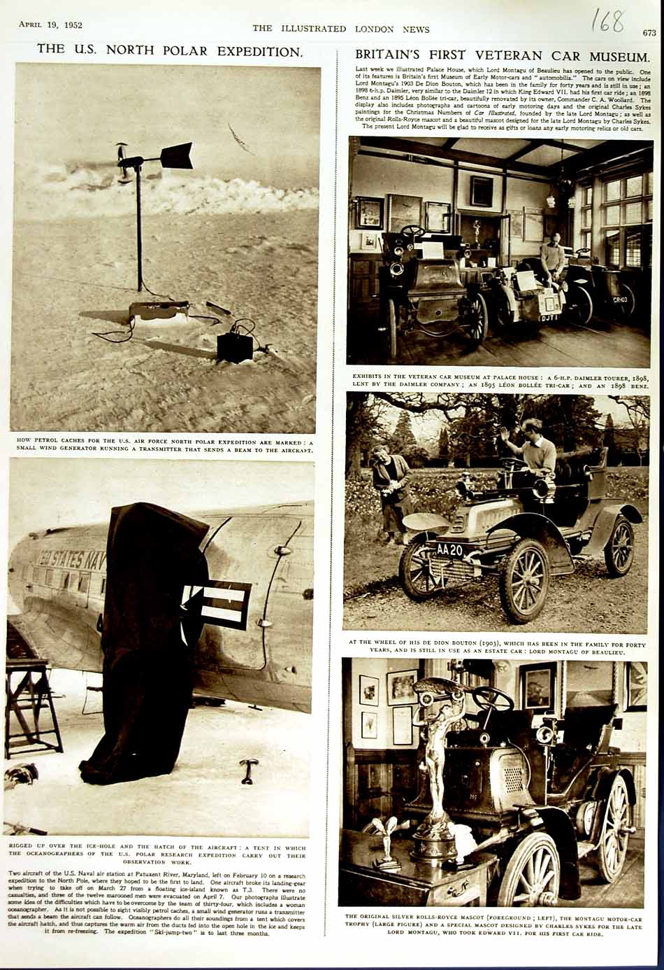 Original Old Vintage Print 1952 North Pole Maryland Veteran Car Museum Bouton
