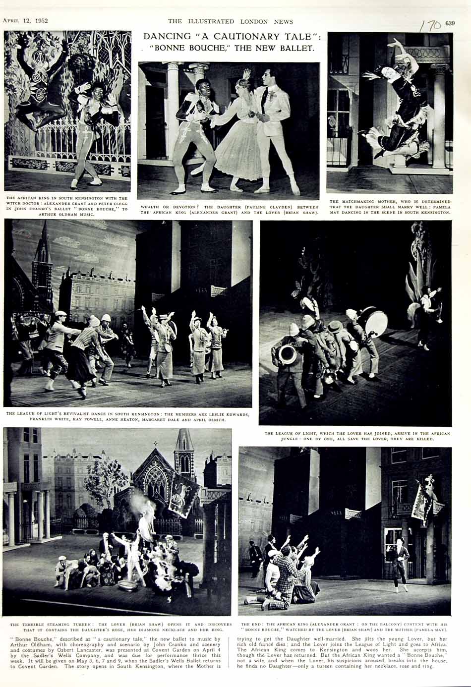 Original Old Vintage Print 1952 Bonne Bouche Ballet South Kennsington Shaw May