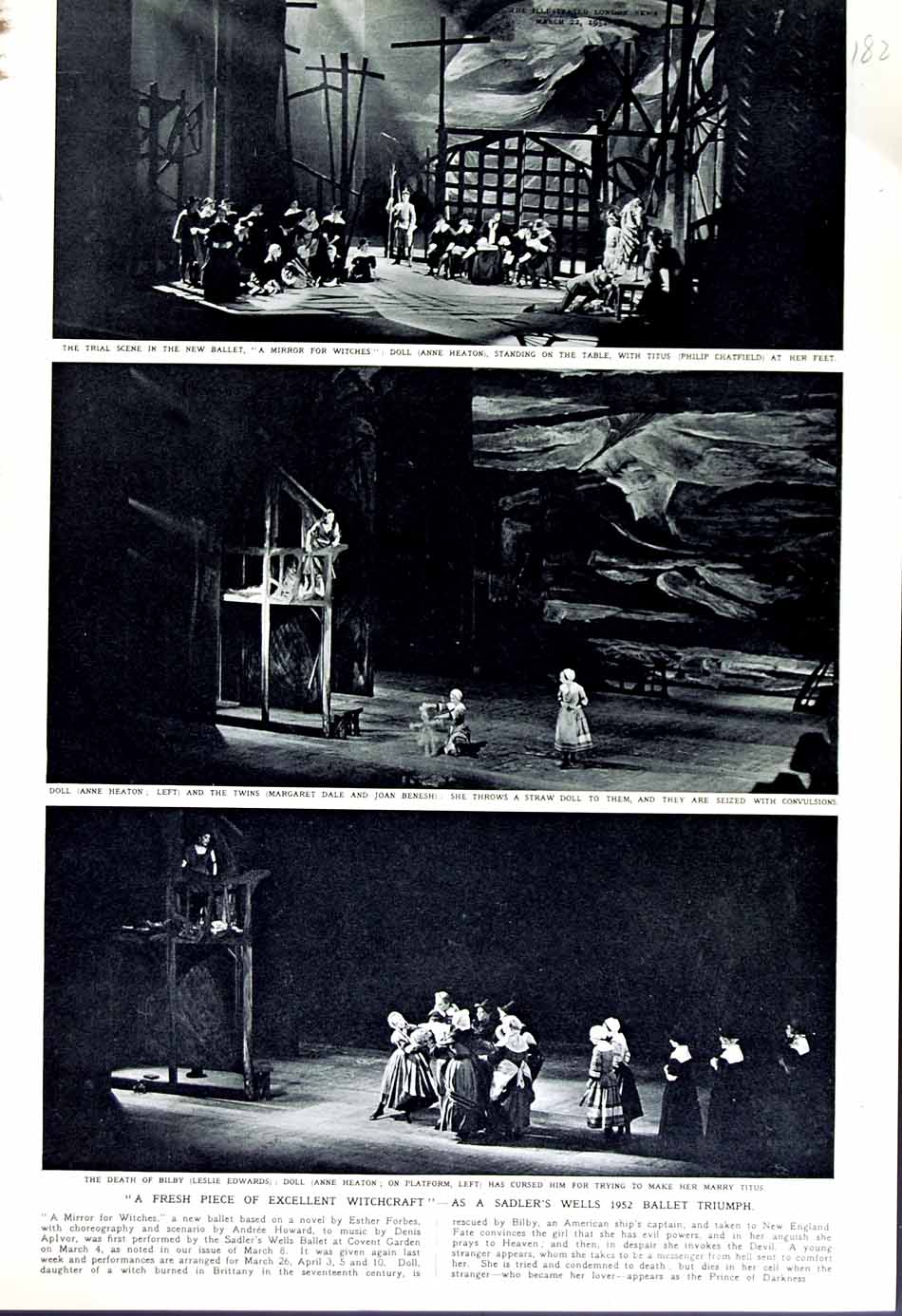 Old Vintage Print 1952 Sadler'S Wells Ballet Mirror Witches Esther Forbes 20th