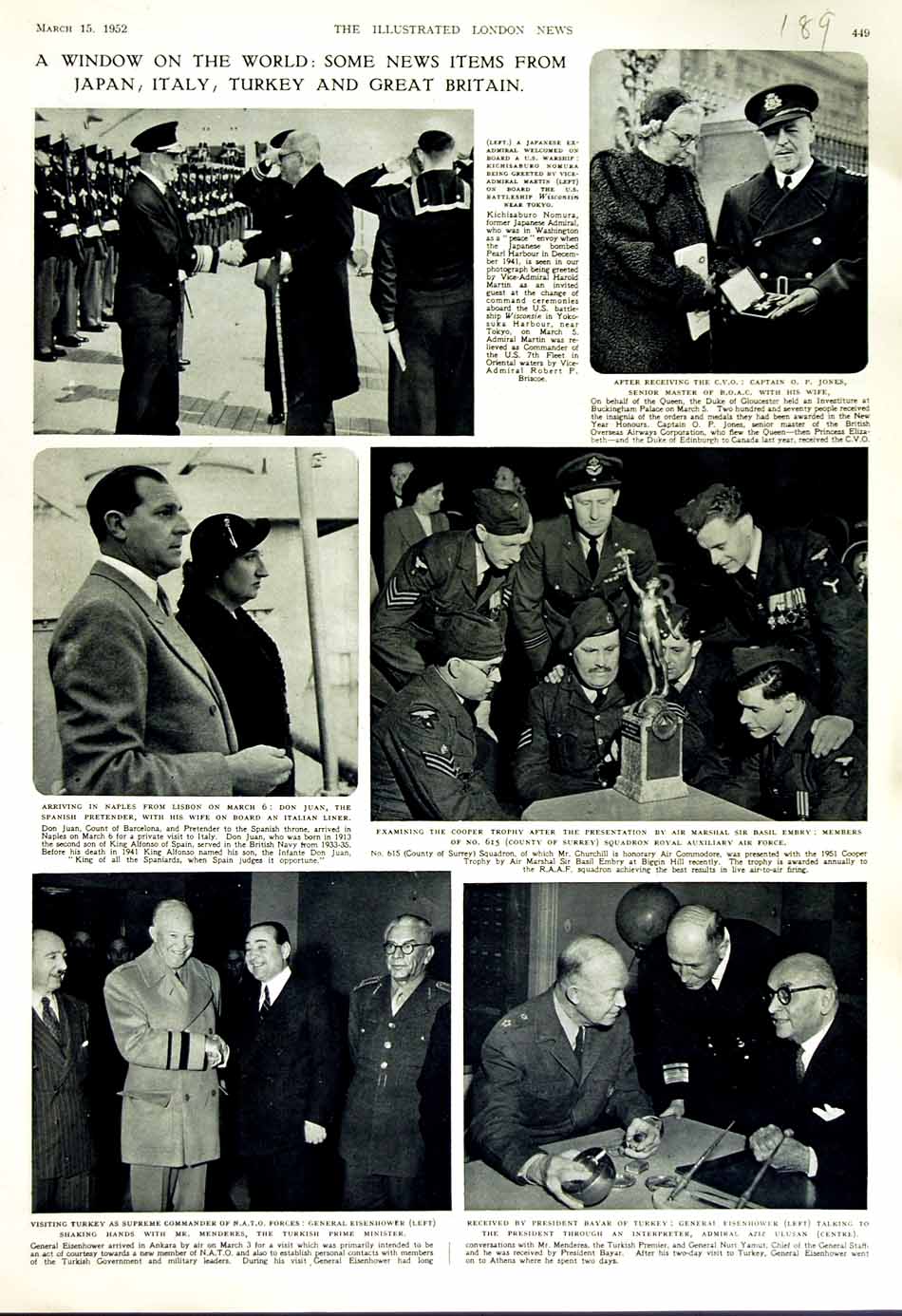Original Old Vintage Print 1952 Eisenhower Ulusan Embry Air Force Jones Briscoe