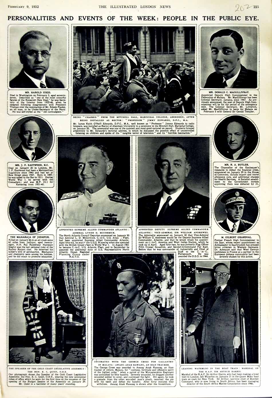 Original Old Vintage Print 1952 Iban Tracker Malaya Harris Quist Edwards Ickes