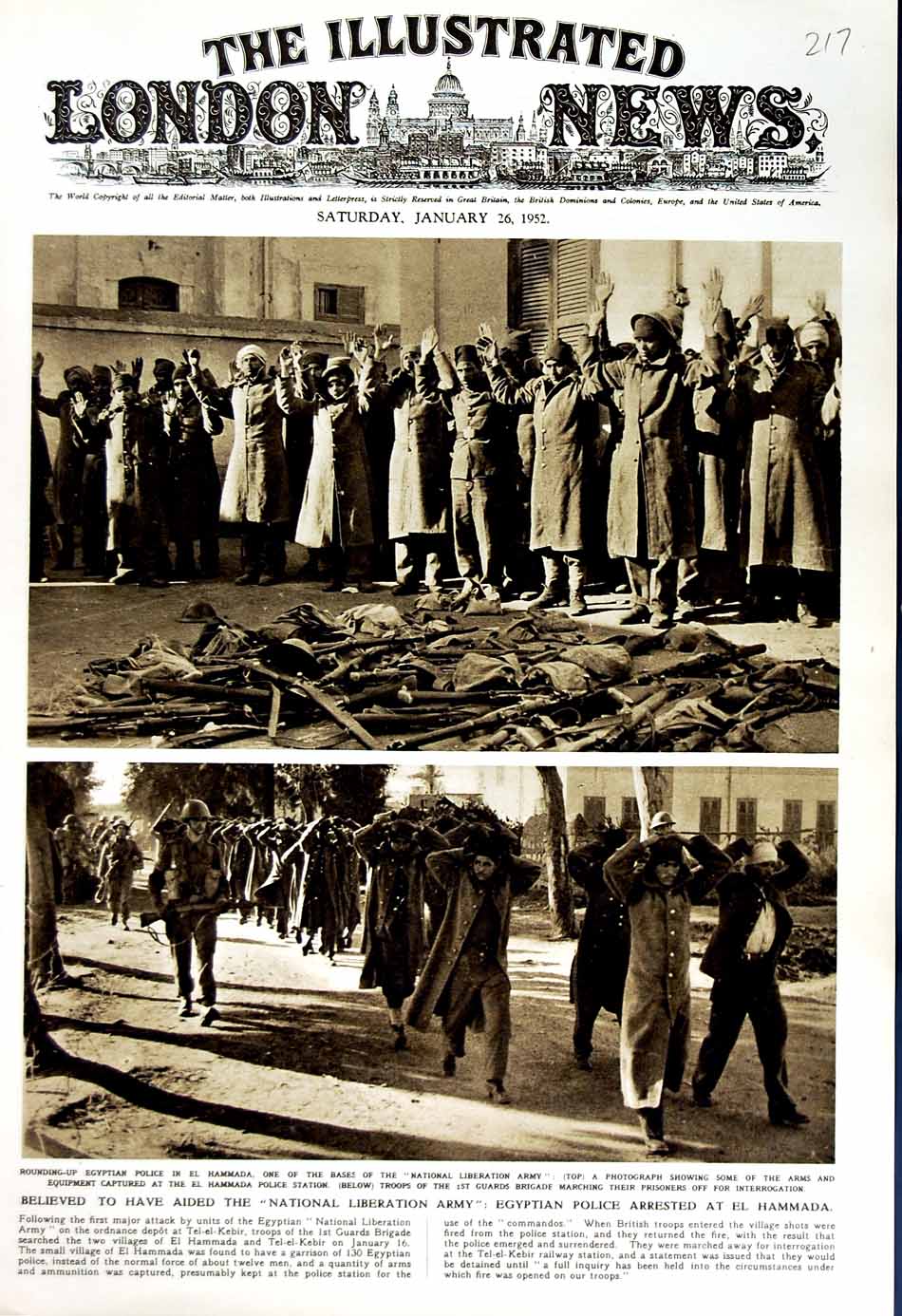 Old Vintage Print 1952 Egyptian Police Hammada National Liberation Army 20th