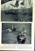 Original Old Vintage Print 1952 Channel Margaret'S Bay Dover Sovac Agen Walmer