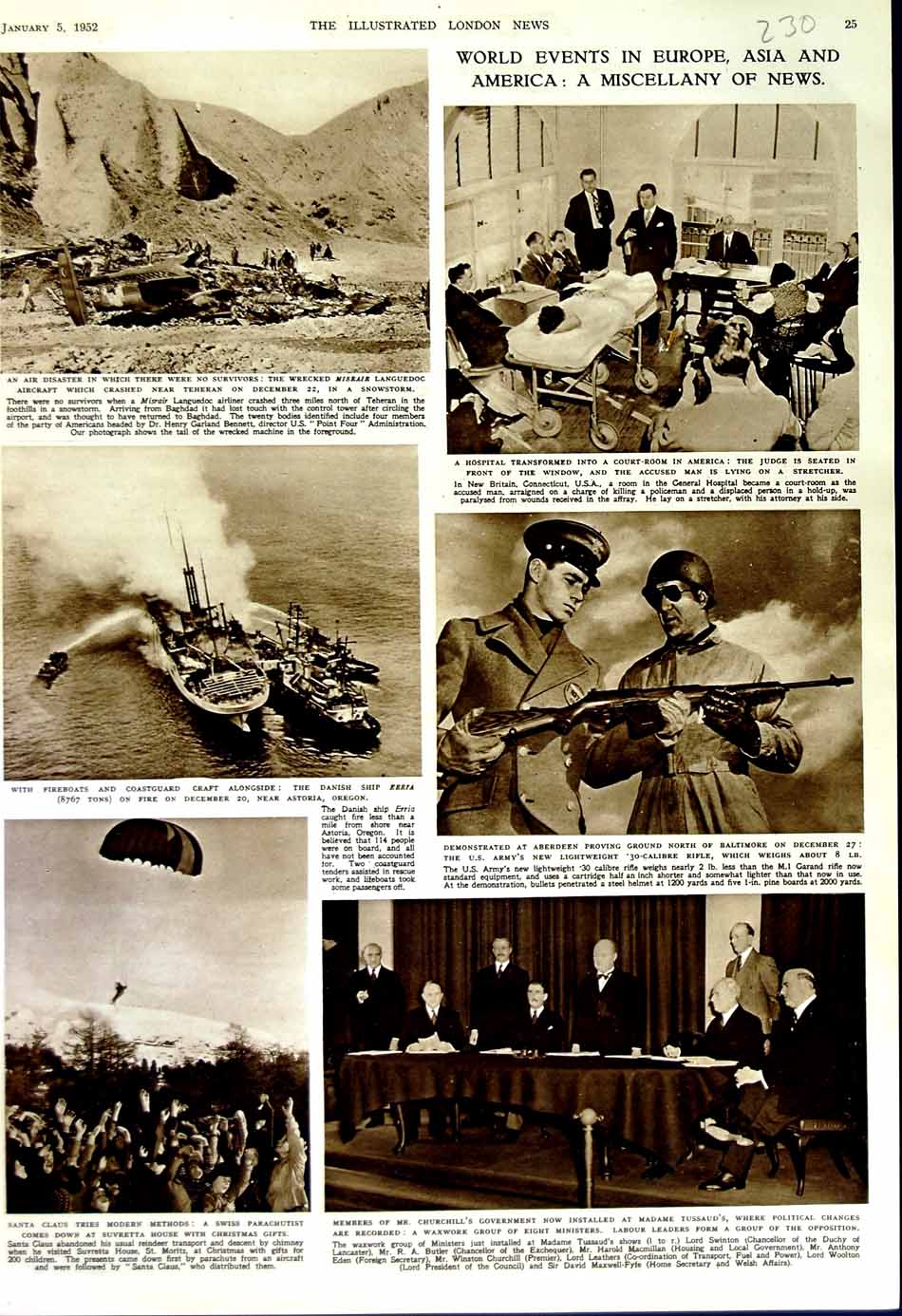 Original Old Vintage Print 1952 Churchill Tussaud Ship Errta Aberdeen Misrair